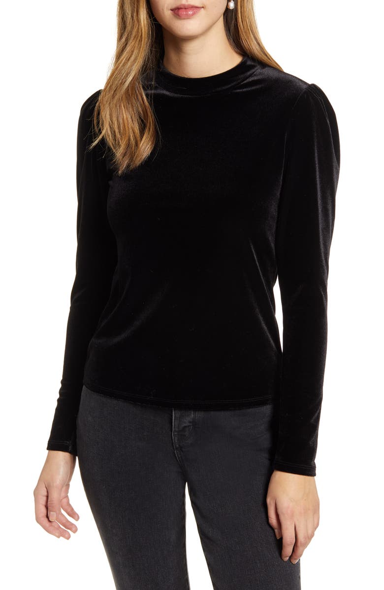 Rachel Parcell Puff Shoulder Velour Top, Main, color, 