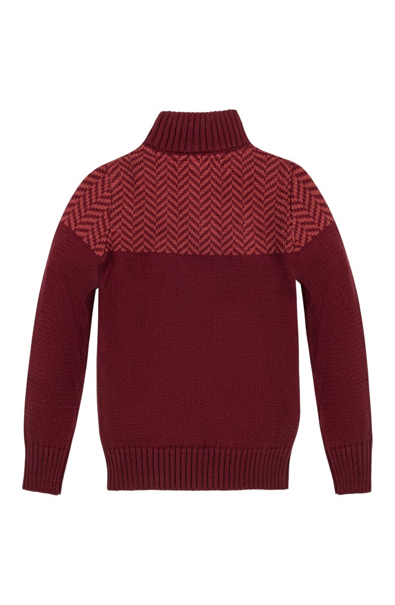 Hope & Henry Baby Boys' Organic Intarsia Yoke Mock Neck Sweater, Infant, Alternate, color, Oxblood Herringbone