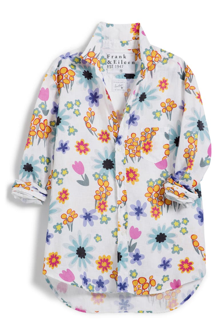 Eileen Relaxed Button-Up Shirt, Main, color, HOT PINK FLORAL