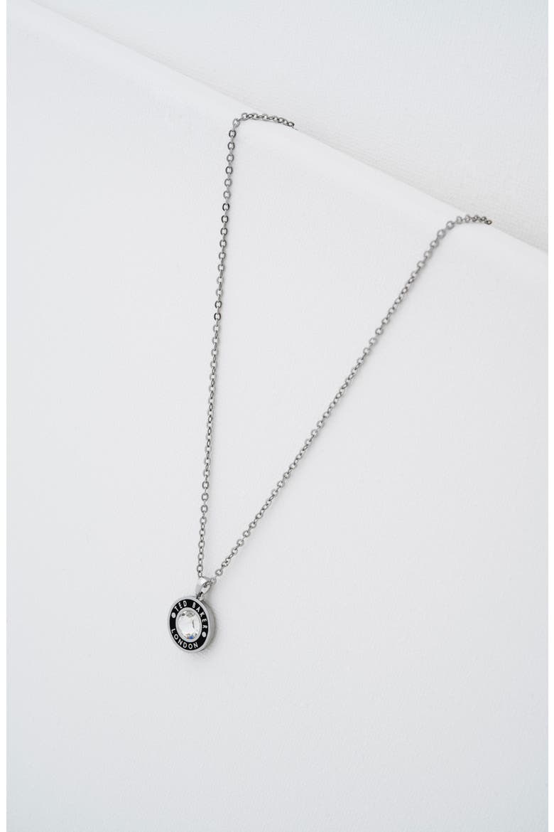 Cherlie Logo Crystal Pendant Necklace, Alternate, color, SILVER TONE/ BLACK/ CLEAR