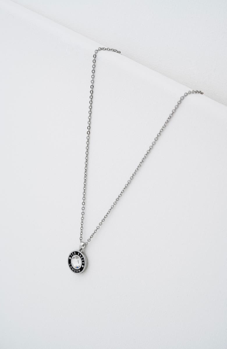 Ted Baker Cherlie Logo Crystal Pendant Necklace, Alternate, color, Silver Tone/ Black/ Clear