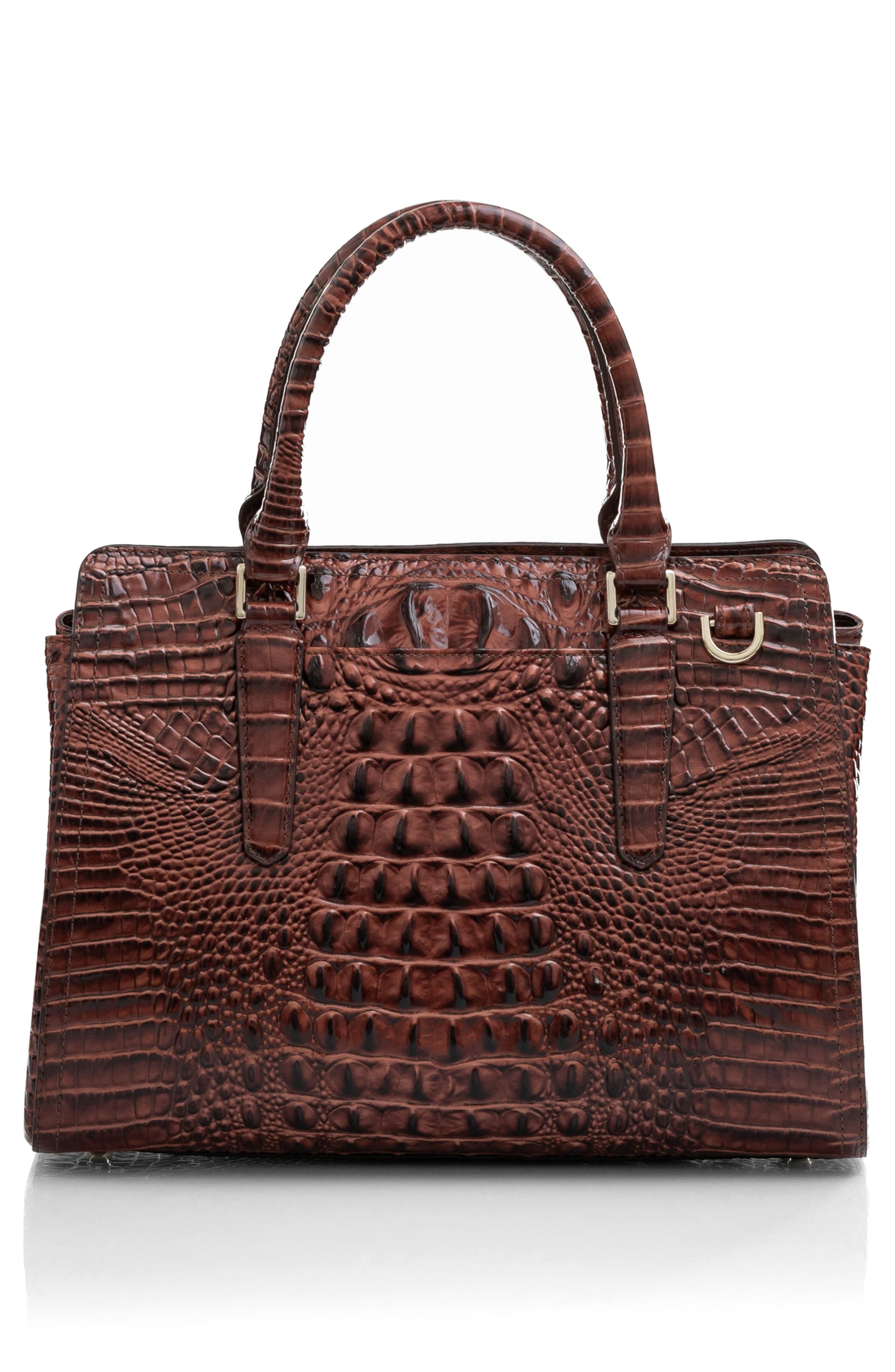 Brahmin Finley Small Croc Embossed Leather Satchel, Alternate, color, 