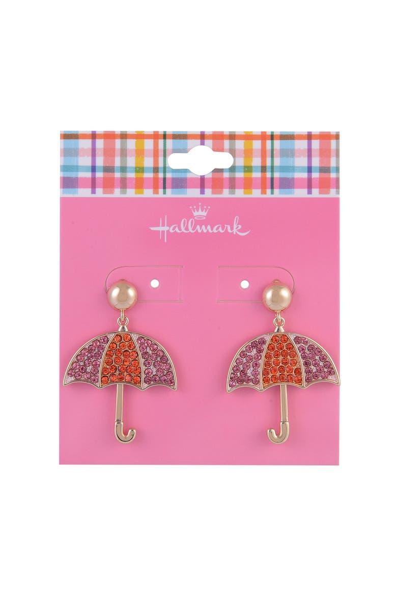 Stone Umbrella Earrings, Alternate, color, Pink
