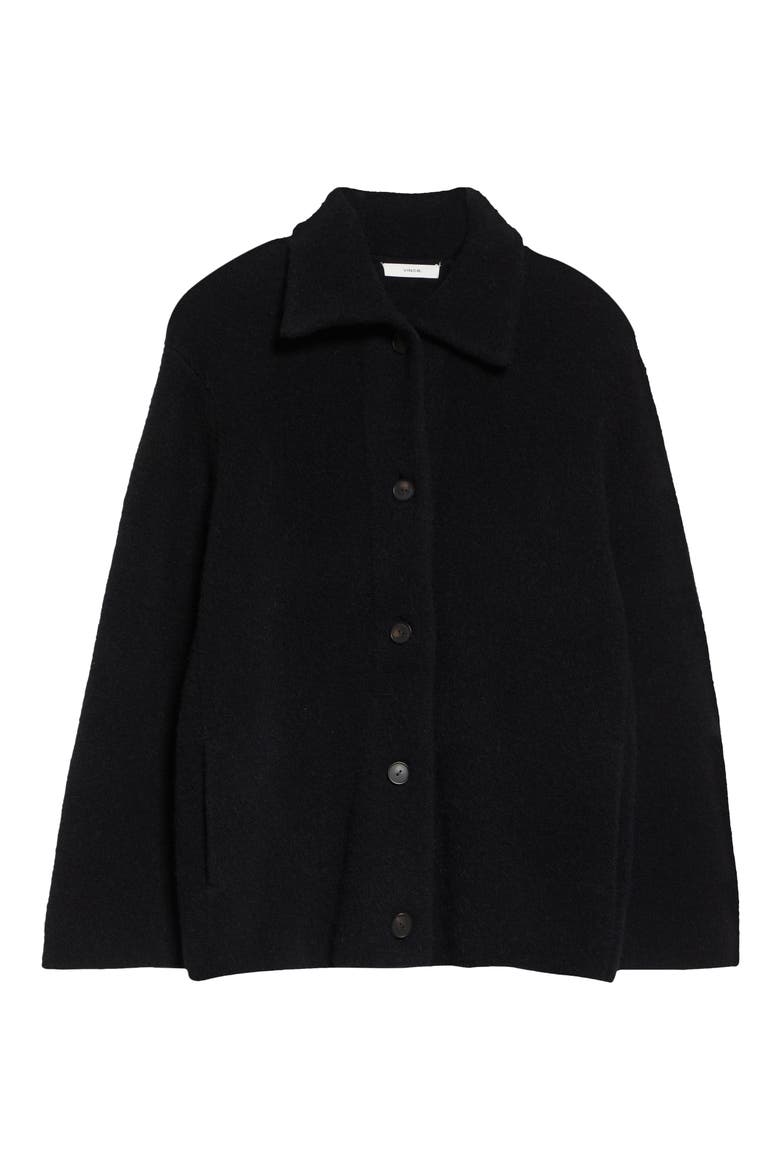 Spread Collar Button Cardigan, Alternate, color, BLACK