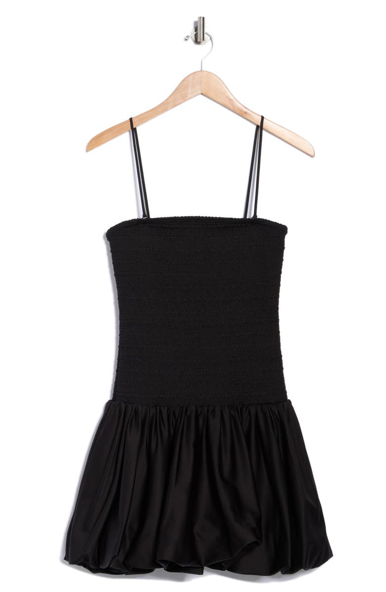 Alice + Olivia Arden Smocked Drop Waist Bubble Hem Minidress, Alternate, color, Black