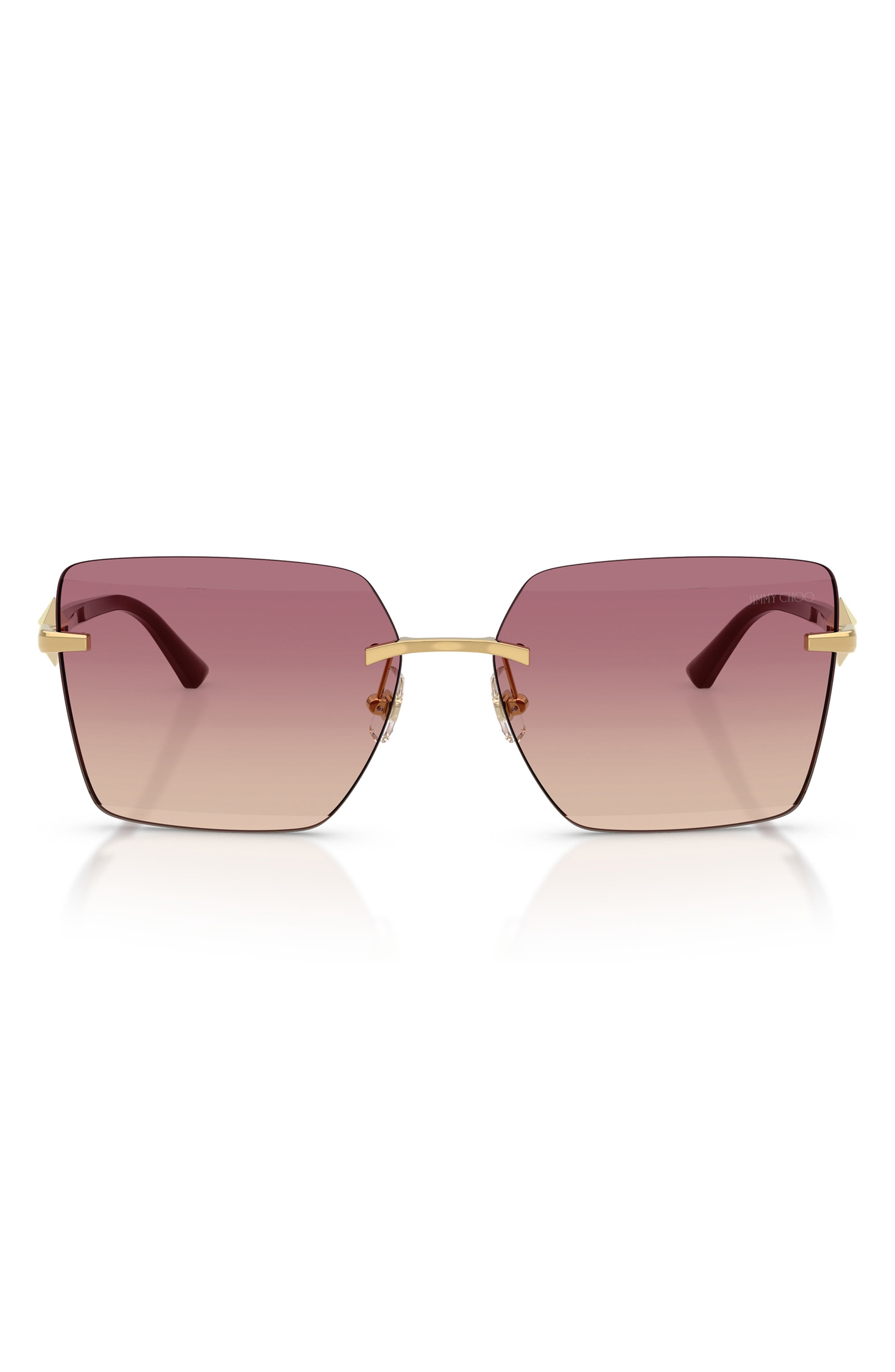 Jimmy Choo 59mm Gradient Square Sunglasses In Gold/brown Gradient Pink