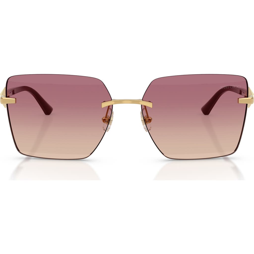 Jimmy Choo 59mm Gradient Square Sunglasses In Gold/brown Gradient Pink