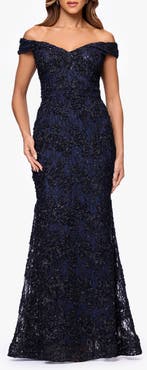 Xscape Evenings Sequin & Lace Off the Shoulder Gown