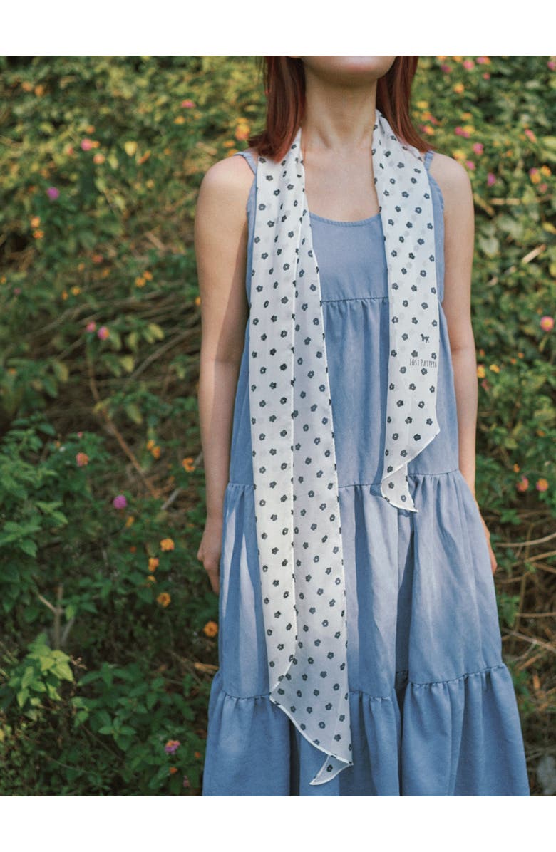 Lost Pattern "Petal Veil" Silk Chiffon Neck Scarf, Alternate, color, White