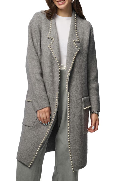 Faux Pearl Cardigan Jacket