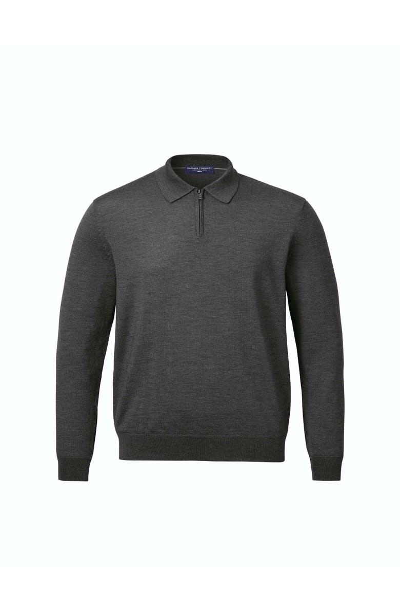 Charles Tyrwhitt Merino Zip Polo Neck Long sleeve, Alternate, color, Grey