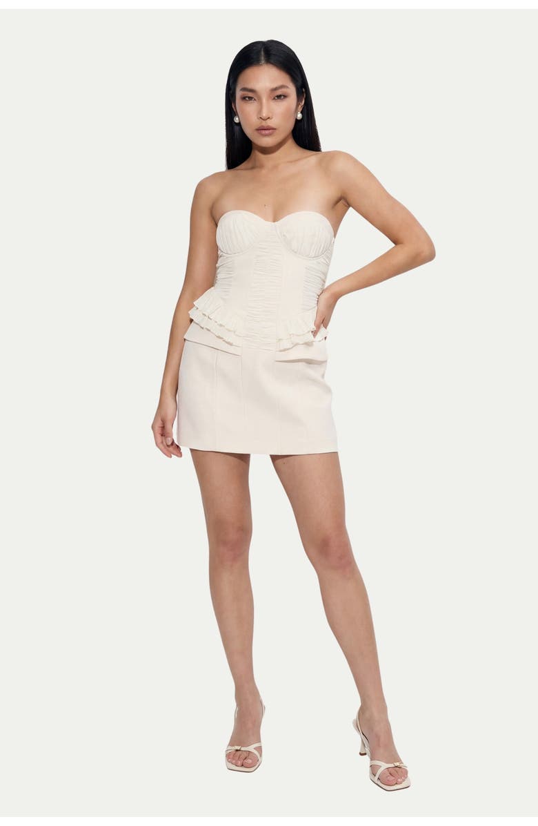 MissPap Premium Shirred Bust Mini Dress, Main, color, Butter