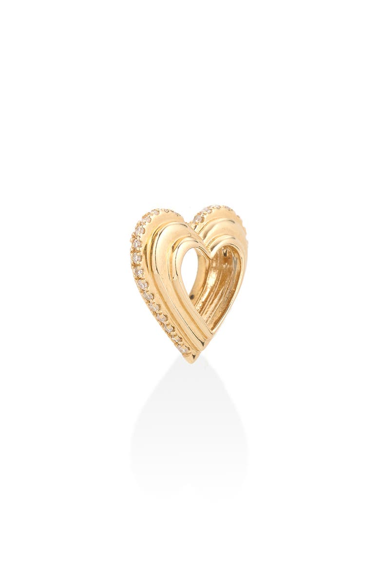Groovy Heart Diamond Pavé Pendant Charm, Main, color, YELLOW GOLD