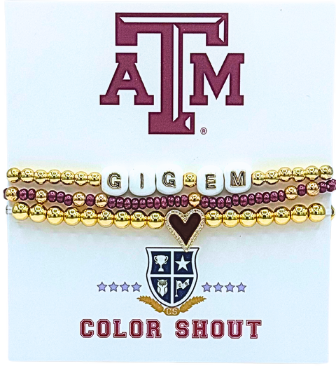 Texas A&M Love My College Bracelet Stack