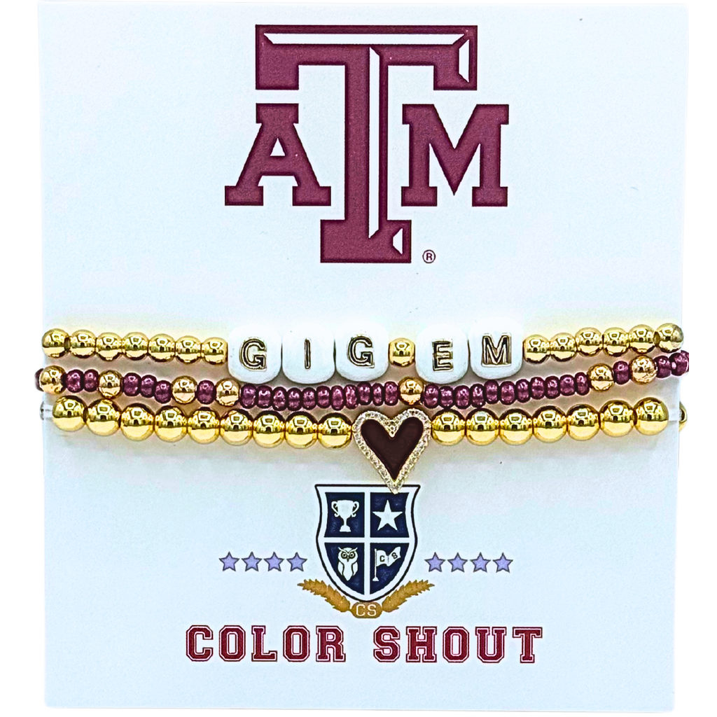 Color Shout Texas A&m Love My College Bracelet Stack In Brown