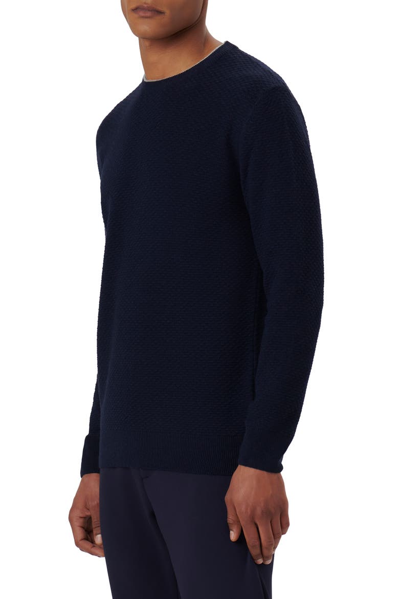 Merino Wool & Cashmere Blend Waffle Stitch Sweater, Alternate, color, NAVY