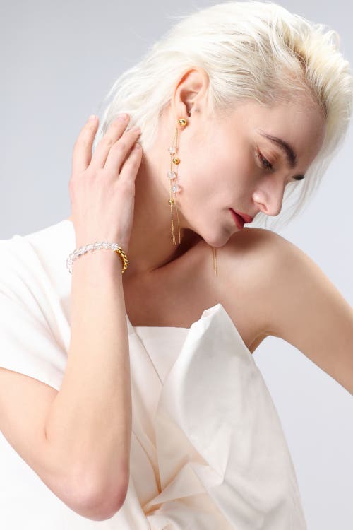 Classicharms Frostlily Azeztulite Crystal And Bead Bolo Bracelet In Gold