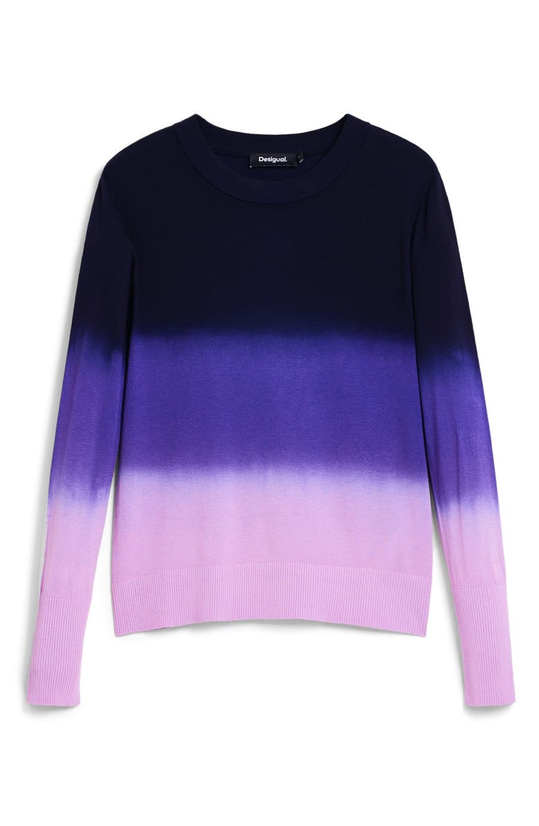 Desigual Ombré Fine Gauge Crewneck Sweater, Alternate, color, Blue Multi