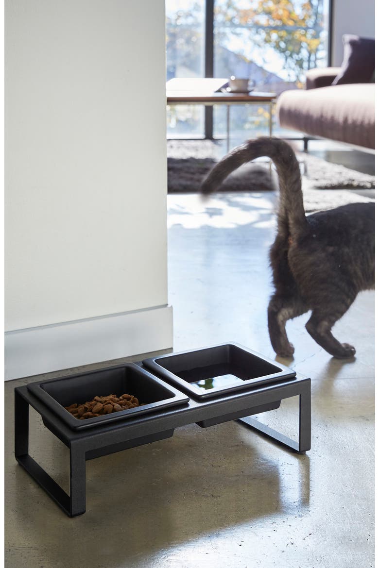 Pet Food Bowls & Stand, Alternate, color, BLACK