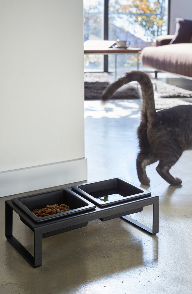 Yamazaki Pet Food Bowls & Stand, Alternate, color, Black