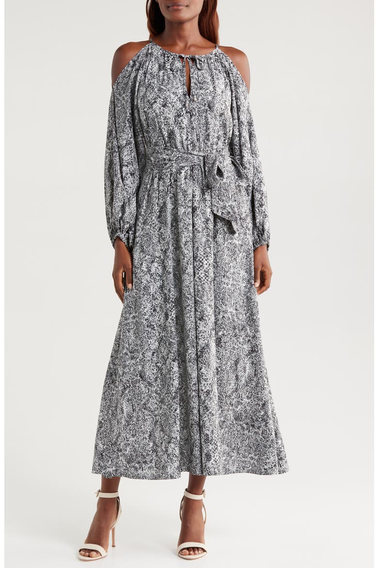 Playa Python Long Sleeve Maxi Dress, Main, color, SHADOW
