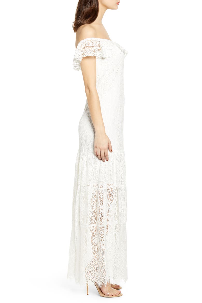 Odette Off the Shoulder Lace Dress, Alternate, color, IVORY LACE