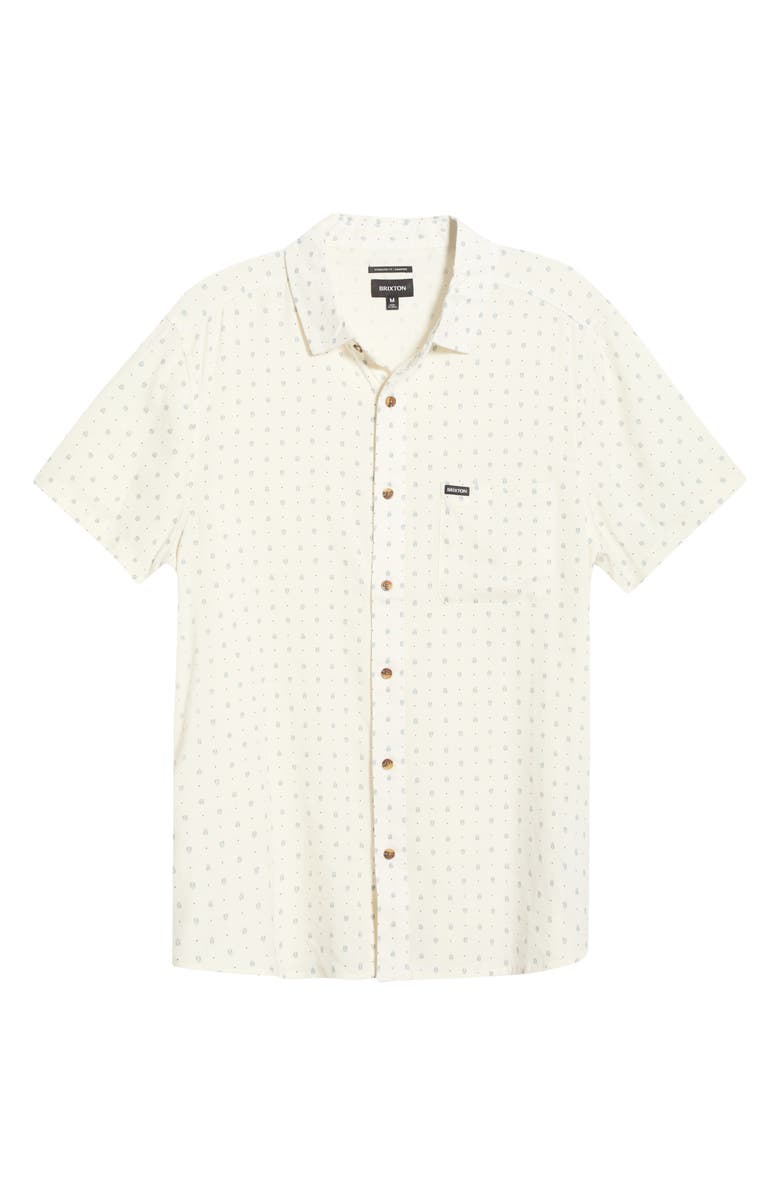Brixton Charter Short Sleeve Slub Button-Up Shirt, Alternate, color, Off White Micro Geo