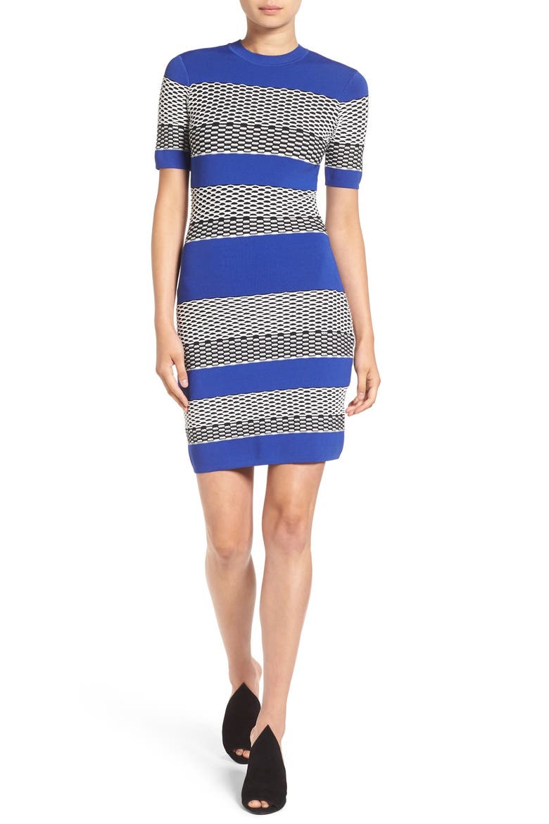 Graphic Stripe Body-Con Dress, Main, color, MULTI