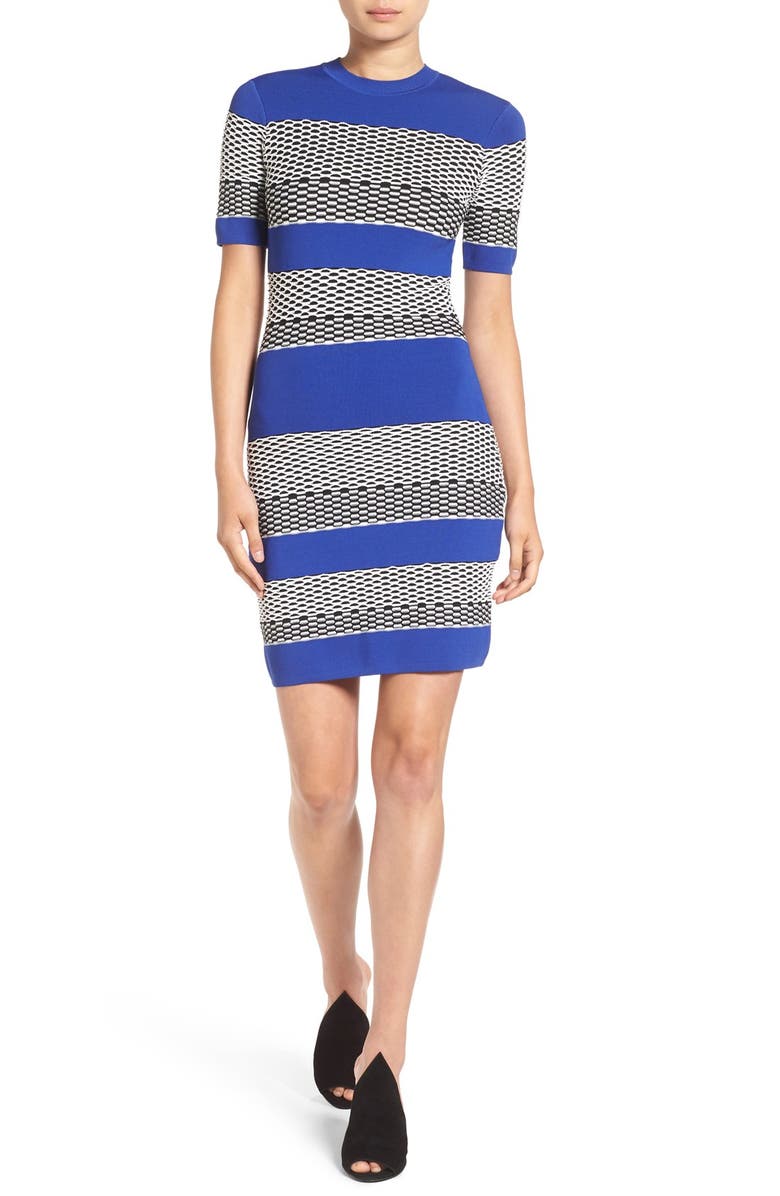 KENDALL + KYLIE Graphic Stripe Body-Con Dress, Main, color, 