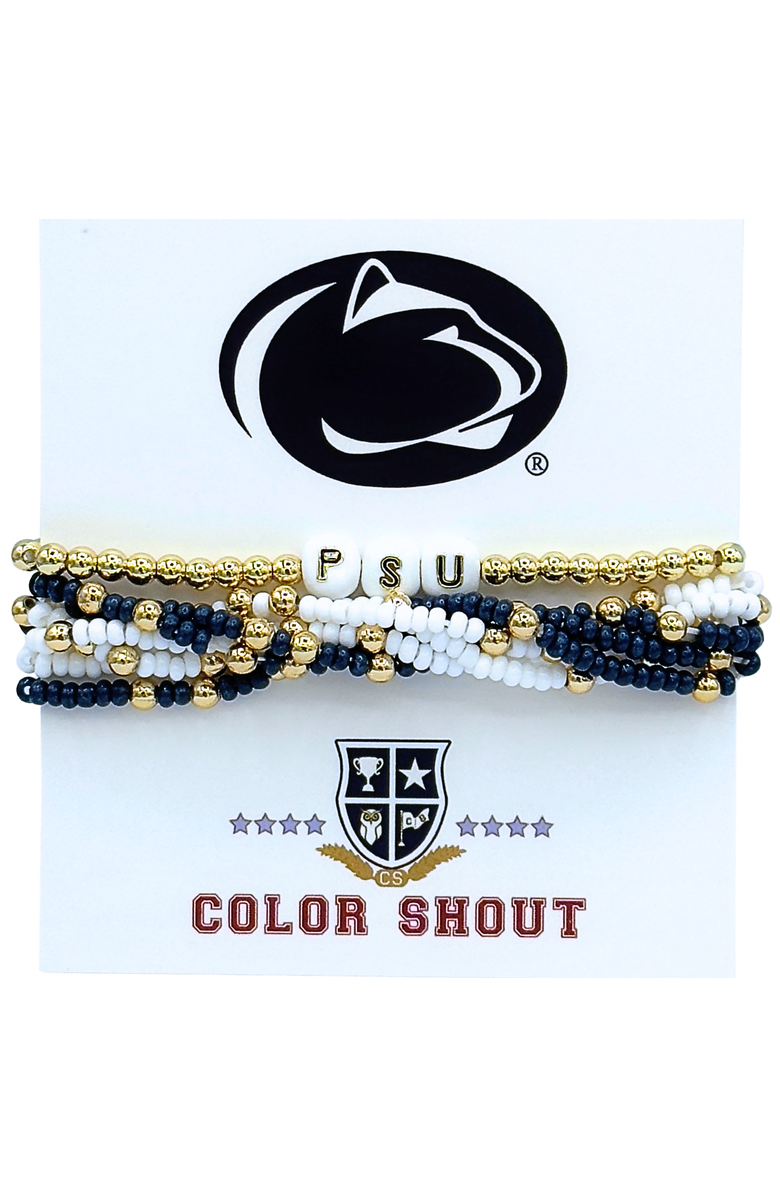 Color Shout Penn State Lucky 7 Bracelet Set, Main, color, Yellow Gold