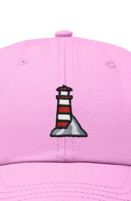 Dalix Lighthouse Embroidered Dad Hat In Light Pink