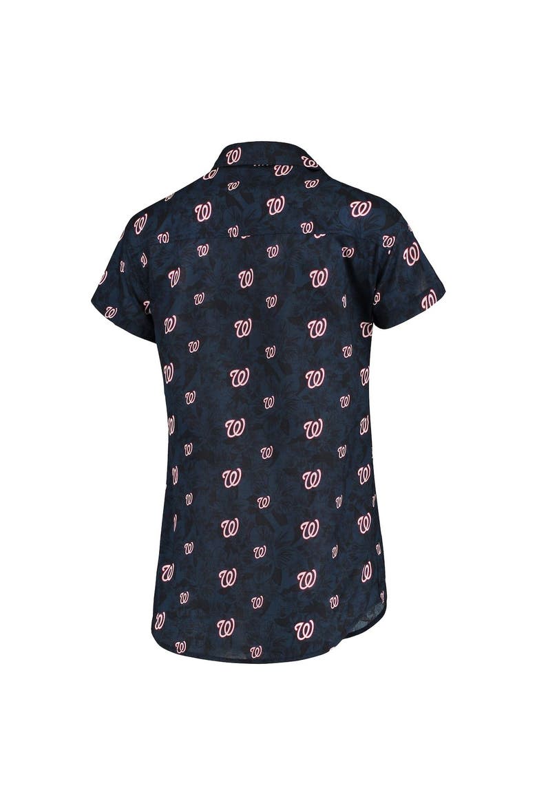 Women's FOCO Navy Washington Nationals Floral Button Up Shirt, Alternate, color, Navy