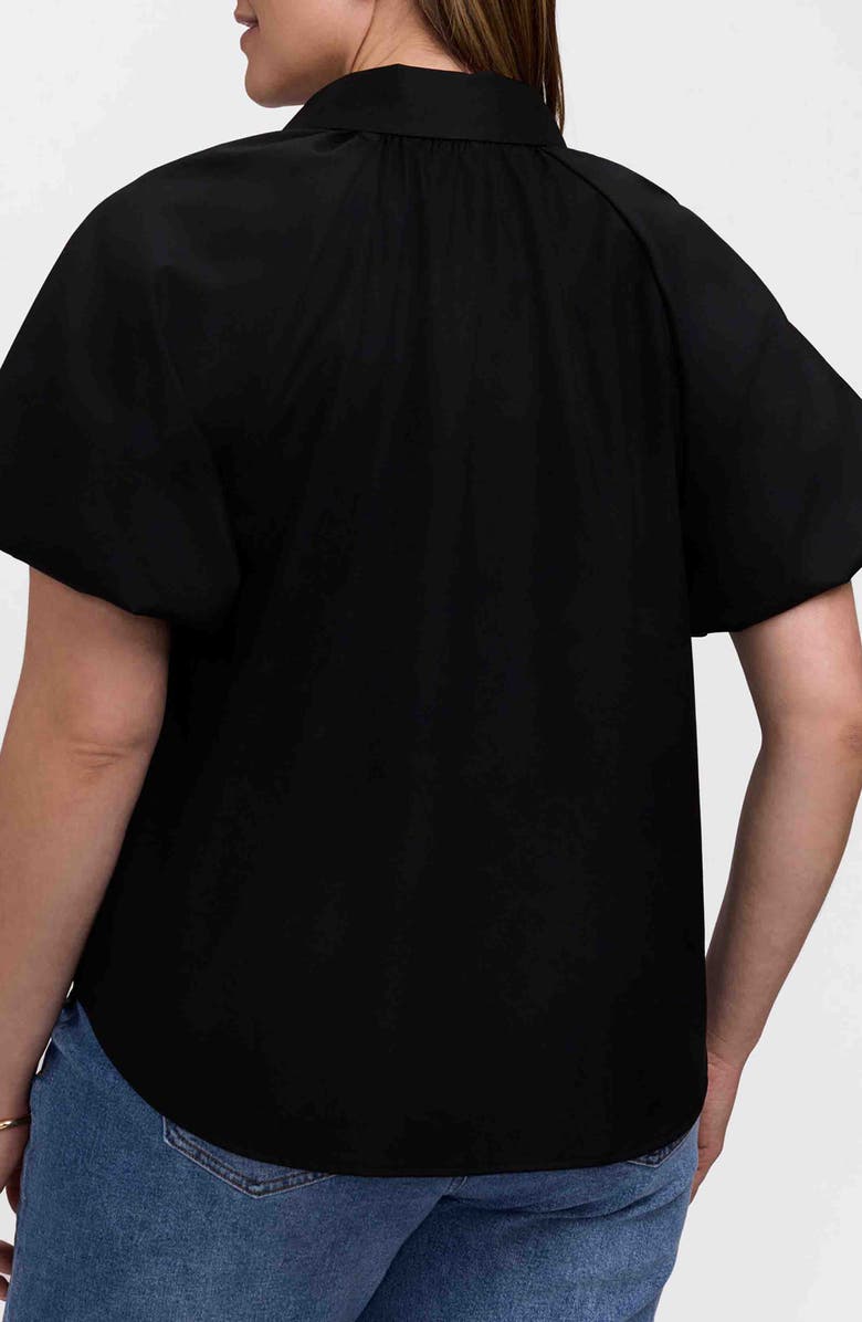 Foxcroft Paula Puff Sleeve Cotton Blend Button-Up Shirt, Alternate, color, 