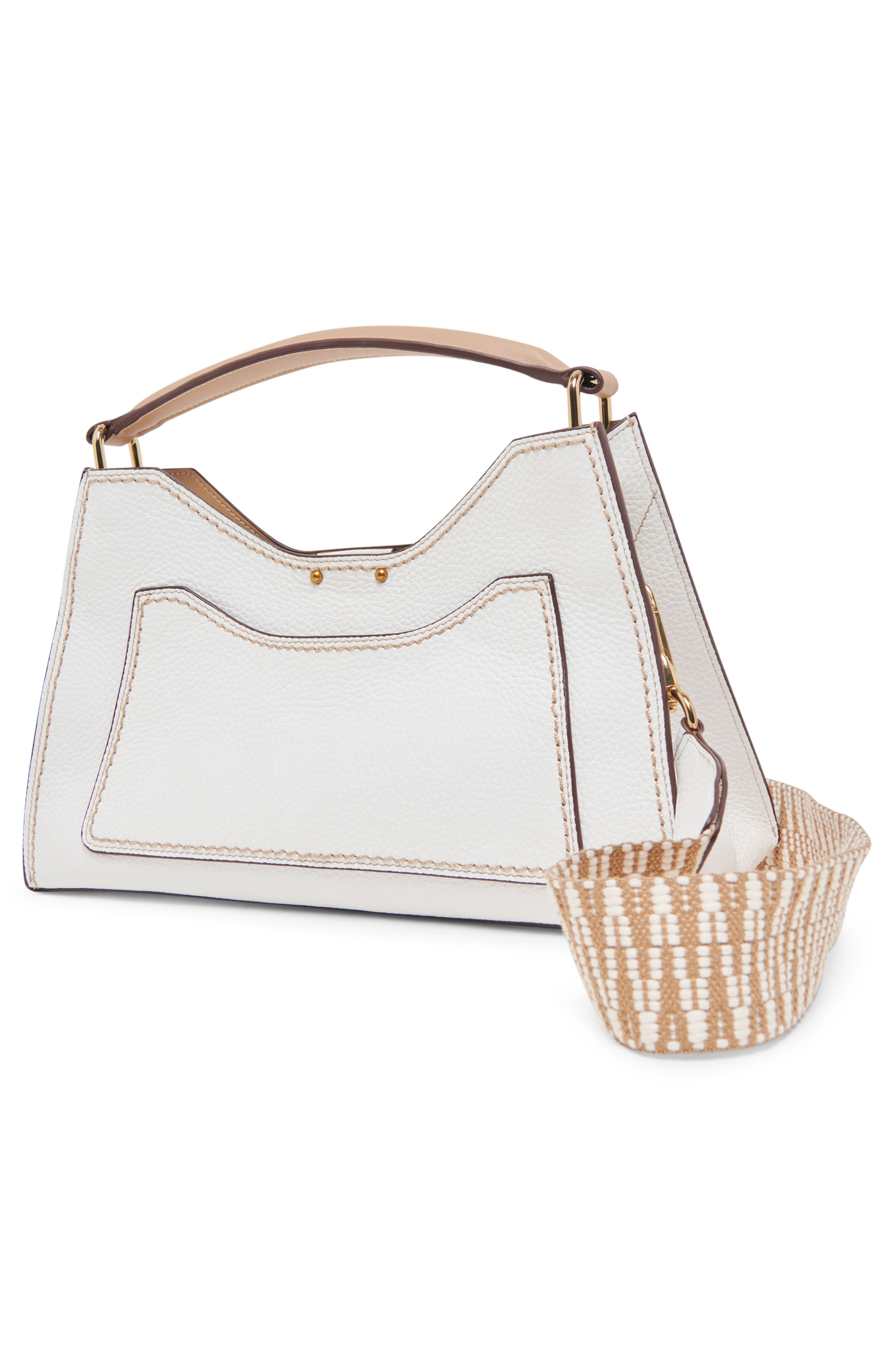 Dolce Vita Tarifa Leather Top Handle Bag, Alternate, color, White