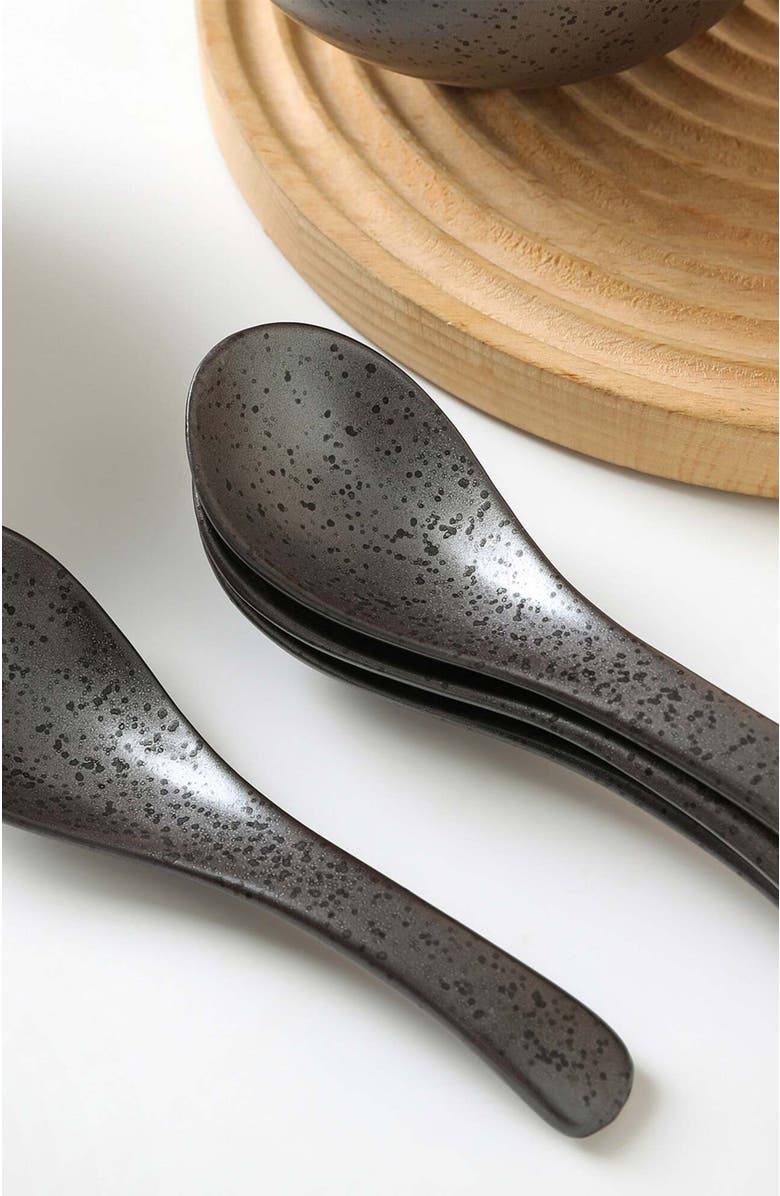 Stone Lain Valencia Porcelain 8-Piece Bowl and Spoon Set, Alternate, color, Metallic Grey