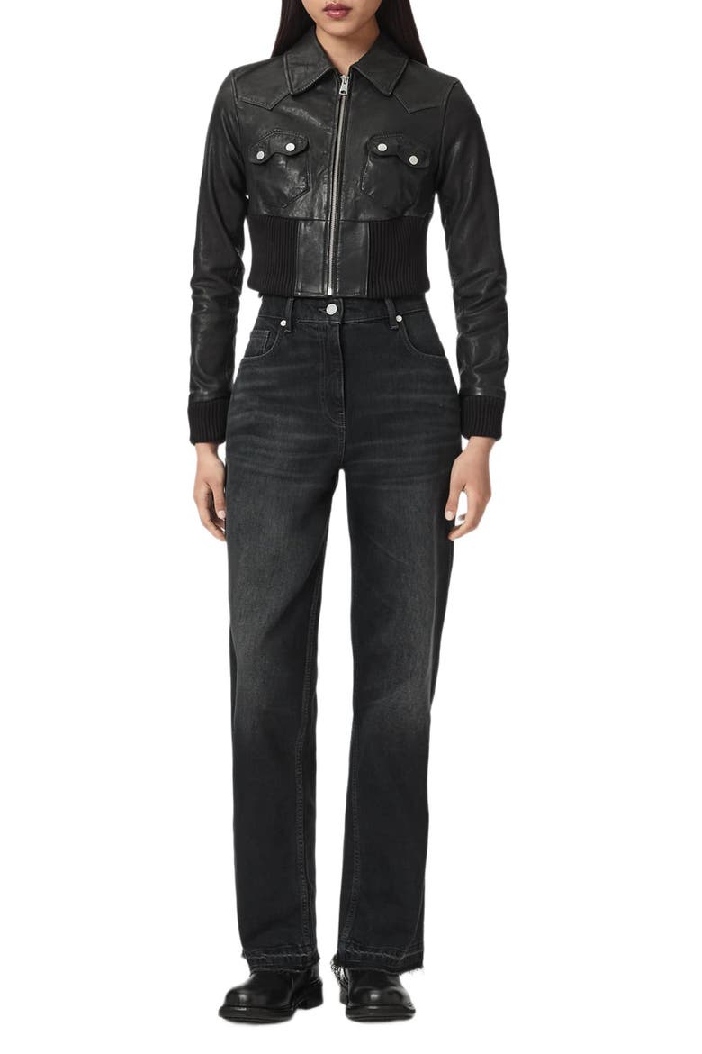 Lena Leather Jacket, Alternate, color, BLACK