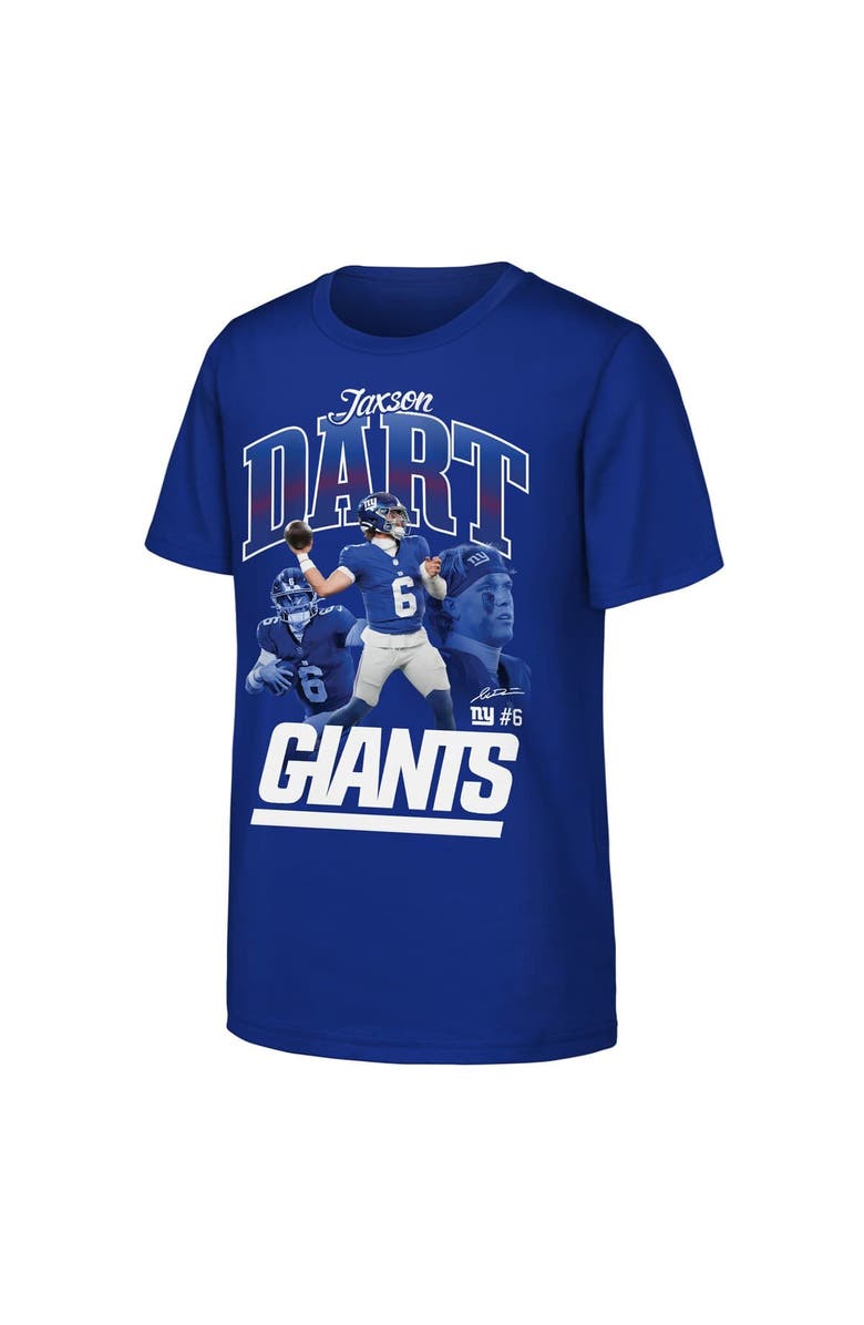 Outerstuff Youth Outerstuff Jaxson Dart Royal New York Giants Triple Pic T-Shirt, Main, color, Royal