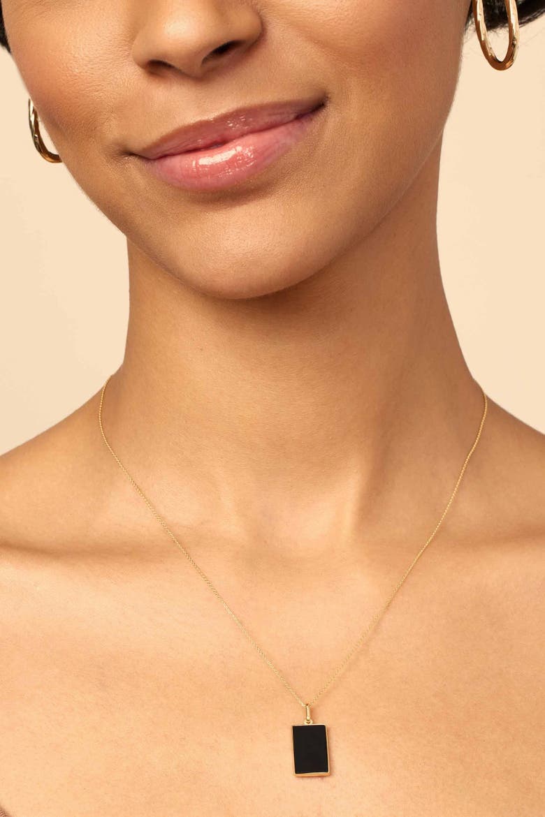 14K Gold Tag Me Pendant Charm, Alternate, color, Gold - Black Onyx