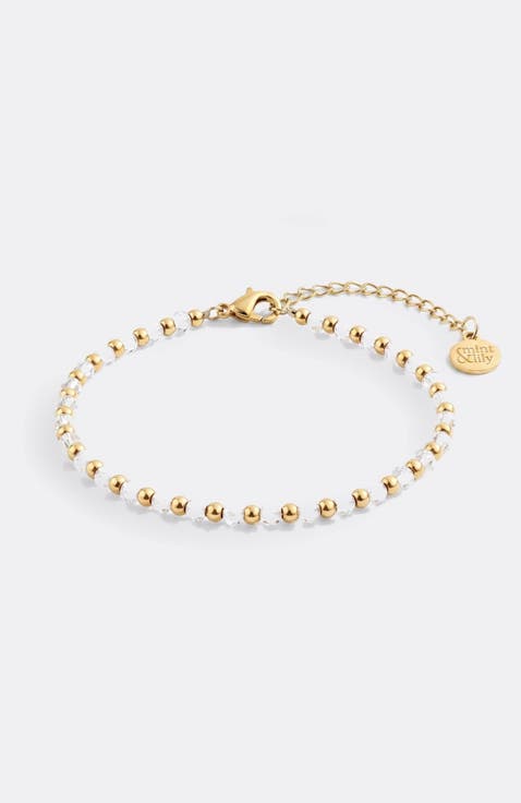 Birthstone and Gold Bead Bracelet