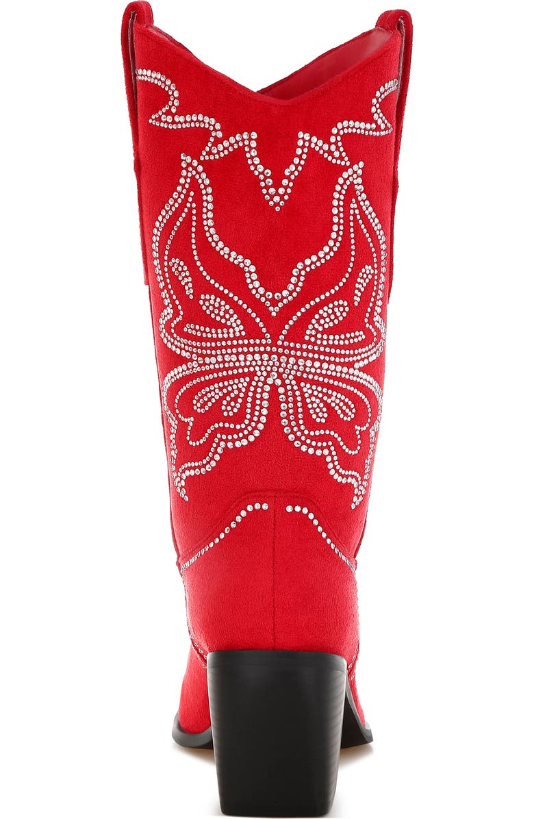 Rag & Co Latafa Rhinestone Western Boot, Alternate, color, Red