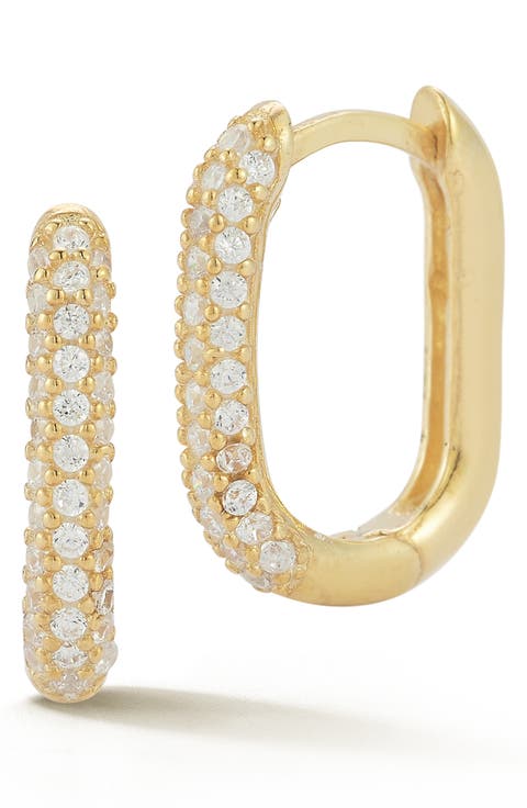 Pavé Oval Hoop Earrings