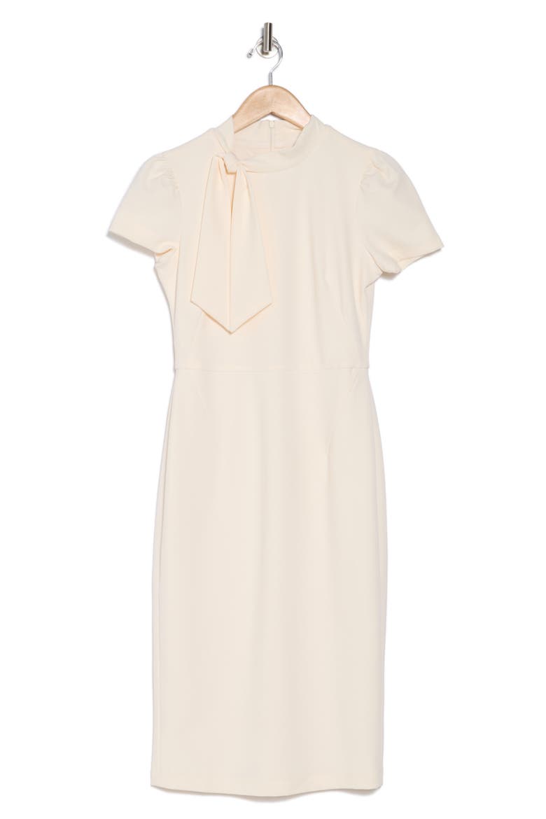 Tie Neck Puff Sleeve Scuba Crepe Dress, Alternate, color, SUGAR SWIZZLE