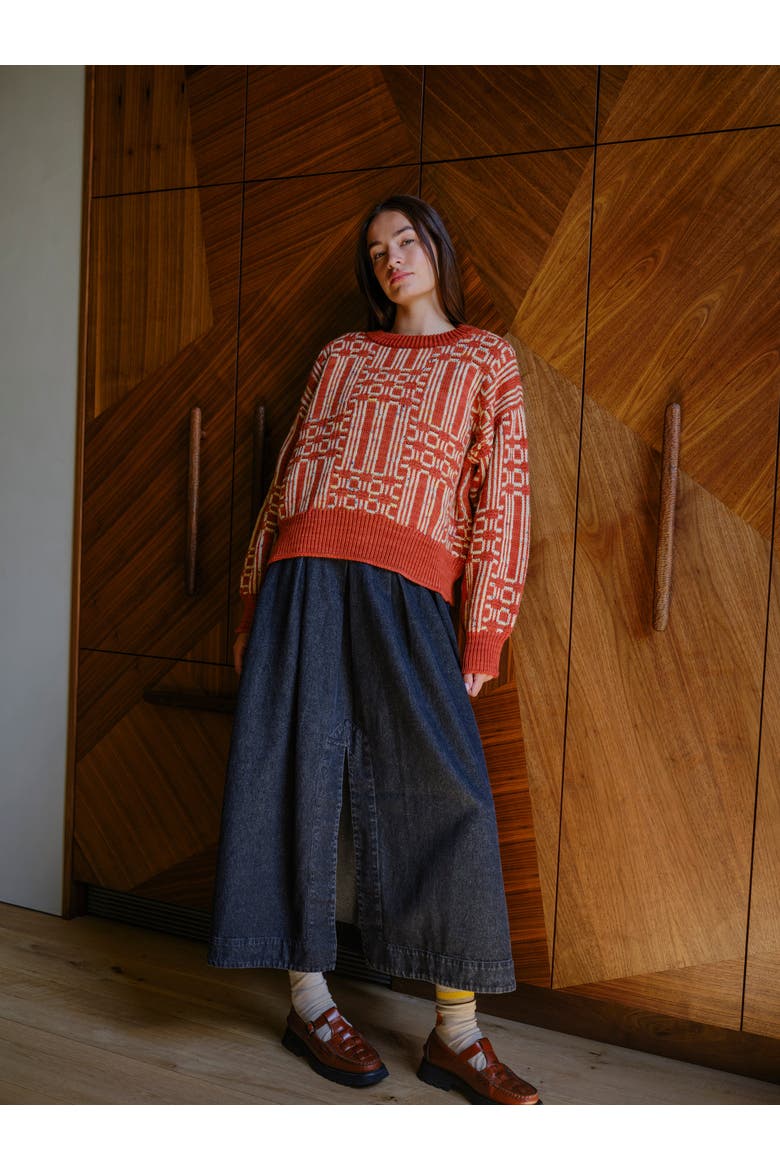 Passing Through Oversized Merino Sweater, Alternate, color, Brick