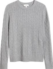 Nordstrom Cable Knit Cashmere Crewneck Sweater