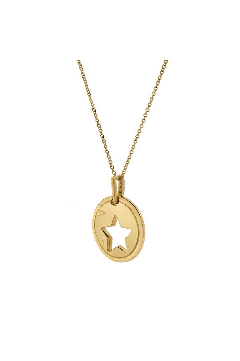 Astrid Star Diamond Studded Round Disc Pendant Necklace in 14K Gold, Alternate, color, 14K Yellow Gold