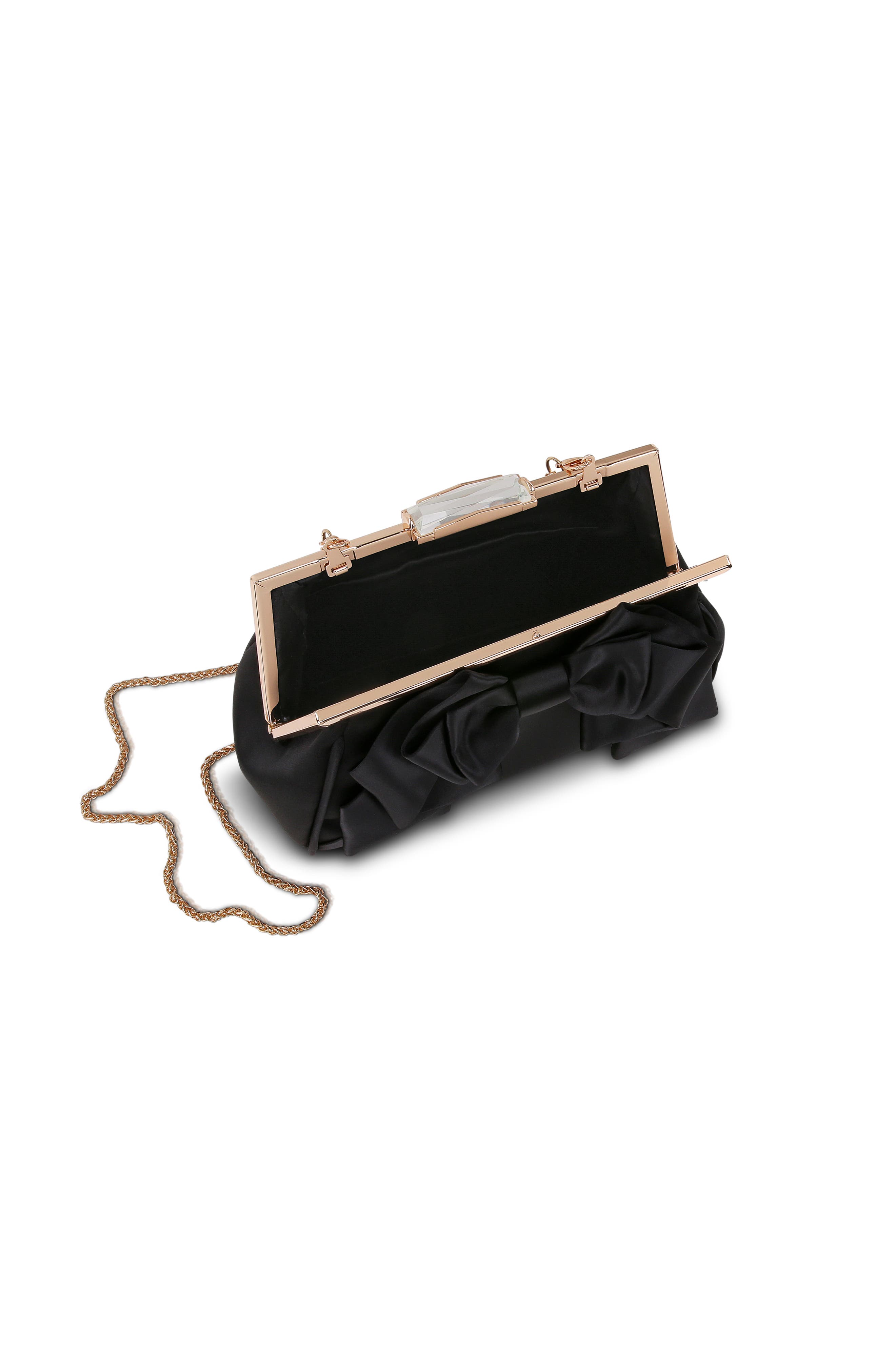 Jewel Badgley Mischka Mae Bow Pouch Clutch, Alternate, color, Black