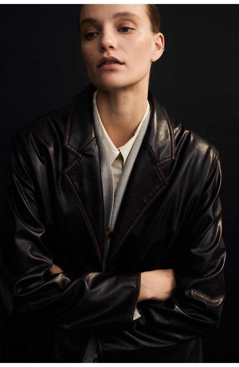 H&M Lapelless Blazer, Alternate, color, Beige