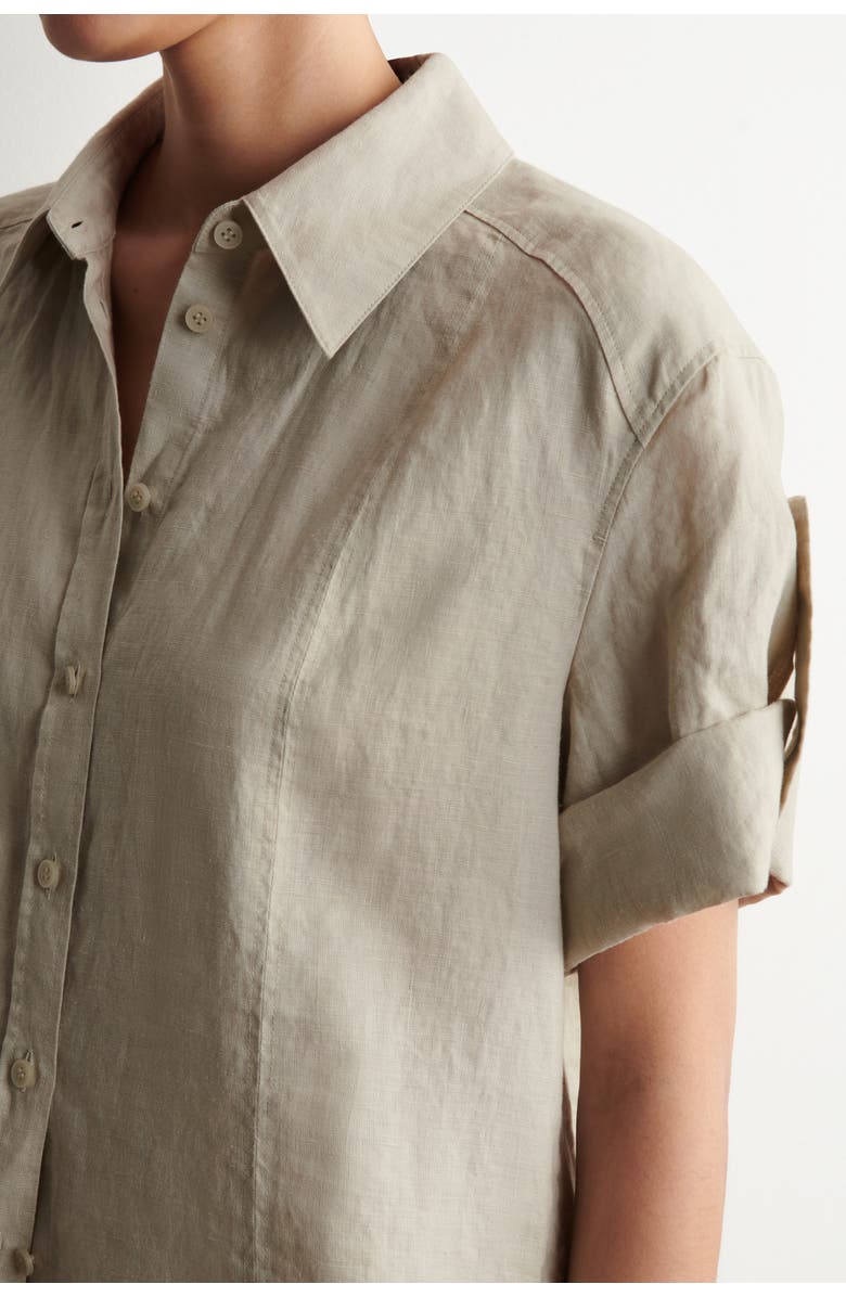 COS Folded-Sleeve Linen Shirt, Alternate, color, Beige