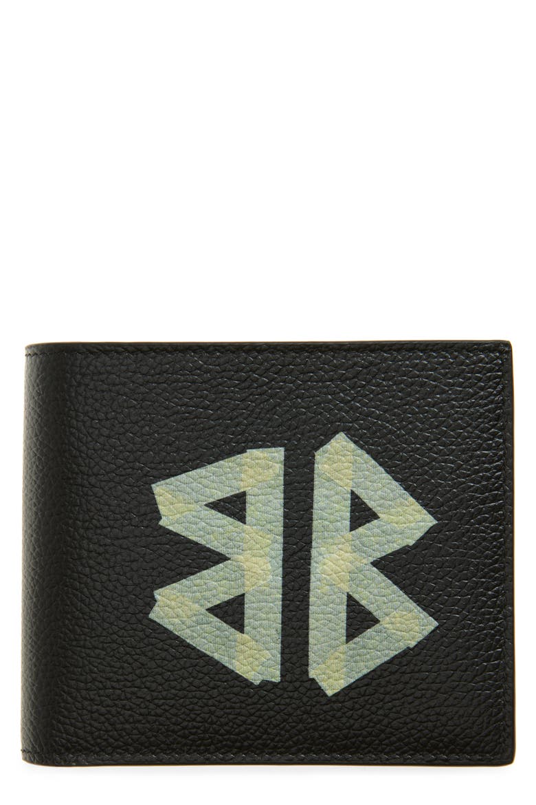 Signature Logo Square Fold Wallet, Main, color, BLACK/ LIGHT PAPER