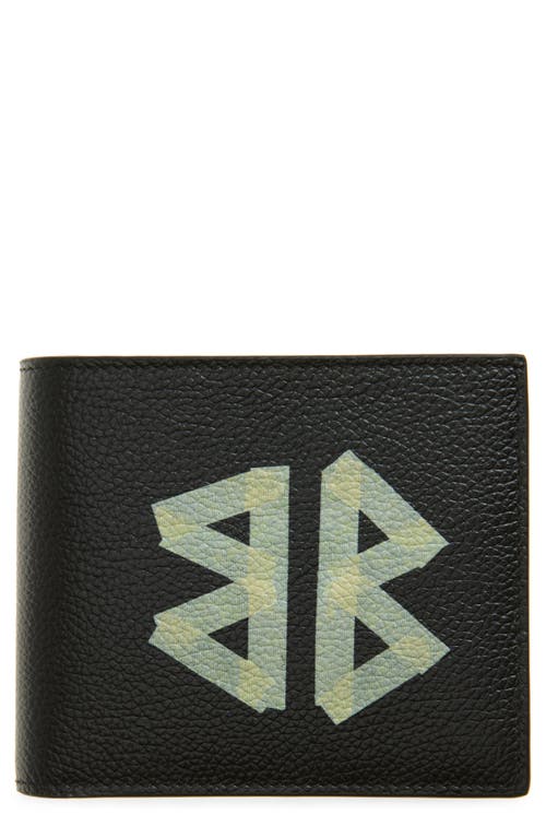 Balenciaga Cash Black Wallet In Grained Leather In Black/light Paper